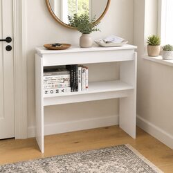 Compact White Console Table - Perfect for Organizing