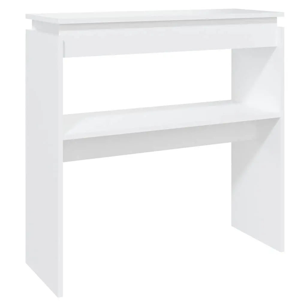 Console Table White Compact Durable Engineered Wood Storage Accent Furniture