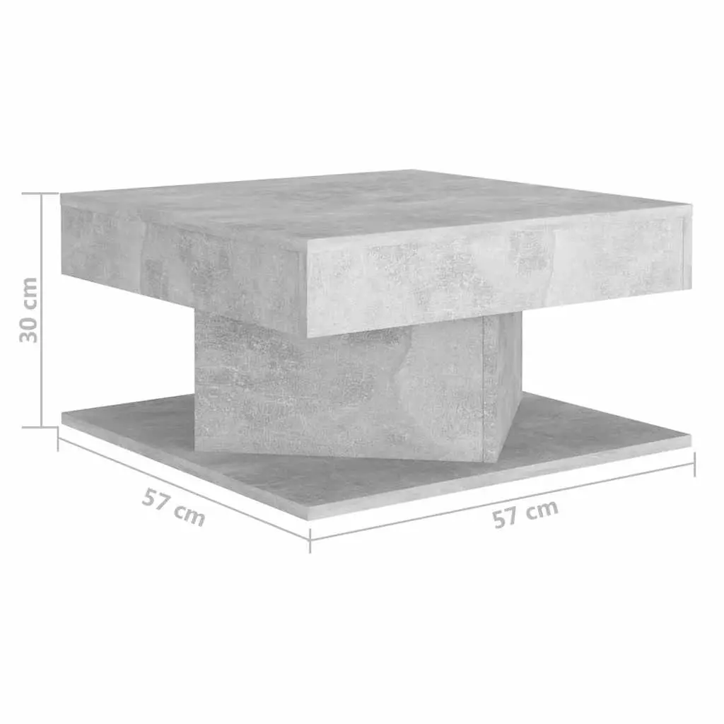 Coffee Table Grey 57x57x30 cm Engineered Wood Concrete Effect Accent Storage