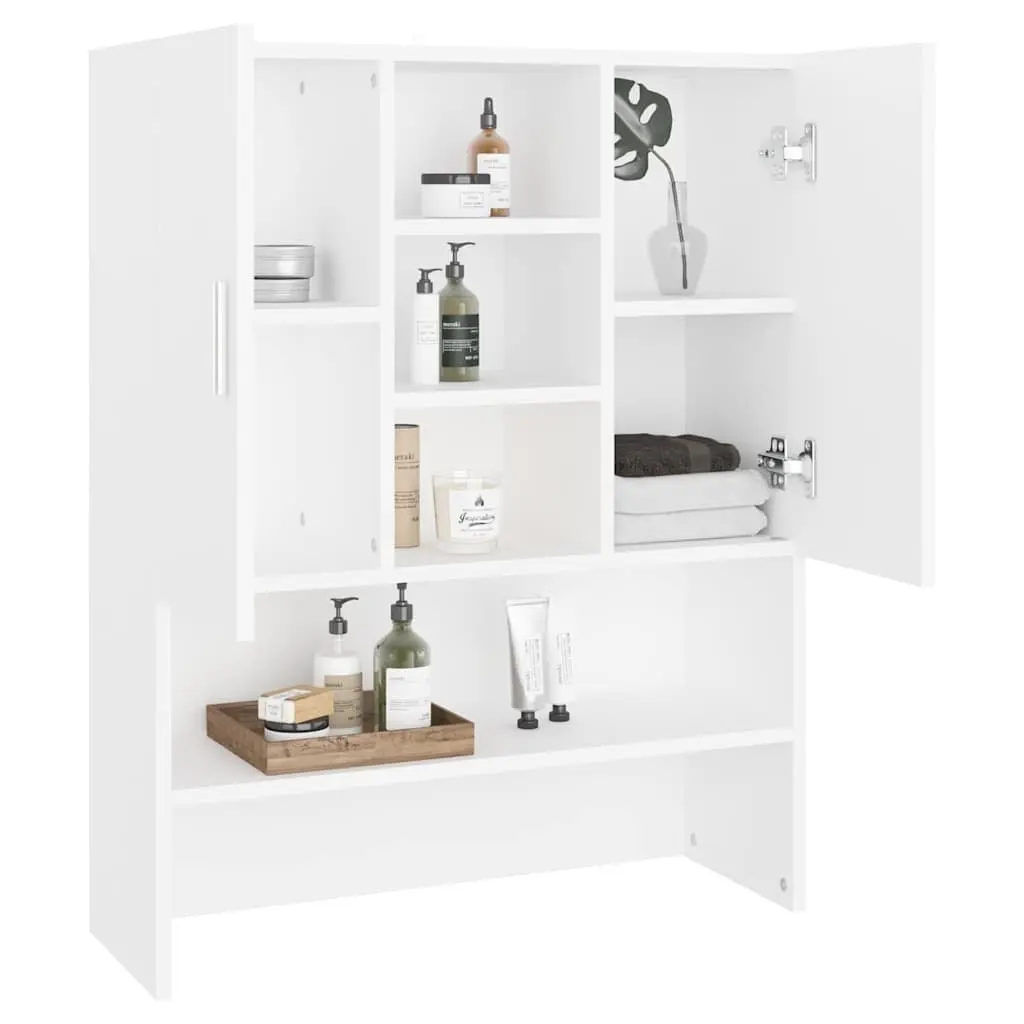 Bathroom Cabinet White 70.5x25.5x90cm 2 Doors Organiser