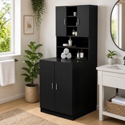 Compact and Convenient Black Bathroom Storage Cabinet