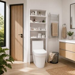 White Cabinet for Washing Machine Organization