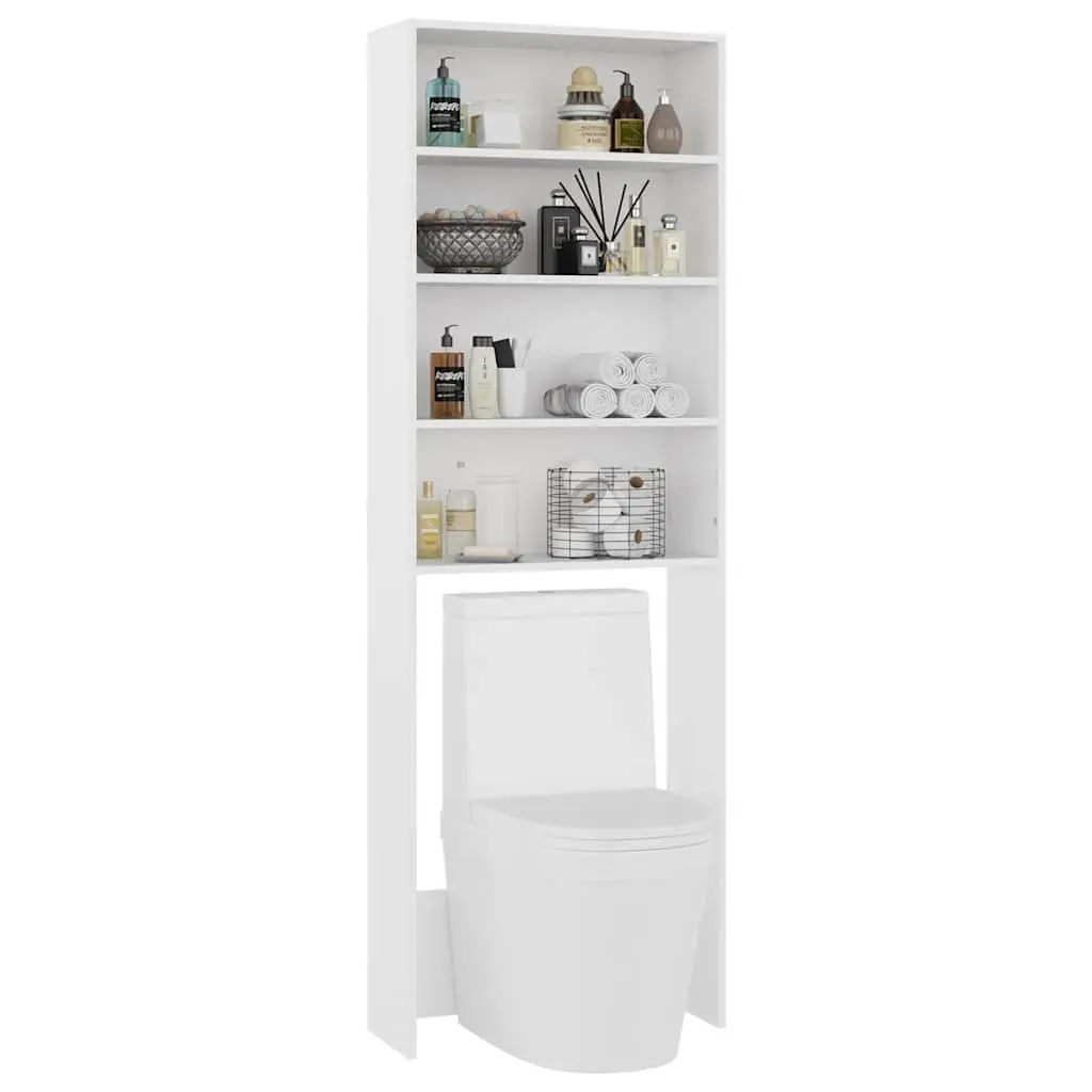 Washing Machine Cabinet White 64 x 24 x 190 cm Storage Organizer for Bathroom Laundry