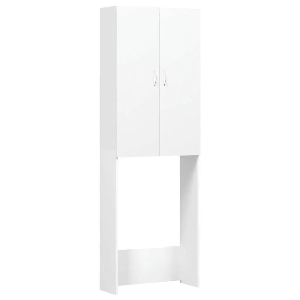 White Tall Washing Machine Cabinet Storage Laundry Bathroom Organiser
