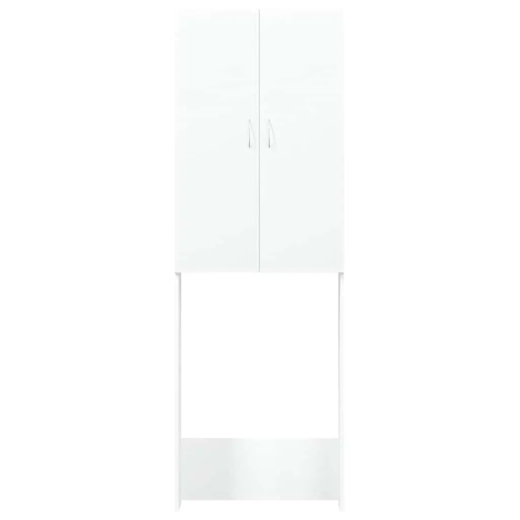 White Tall Washing Machine Cabinet Storage Laundry Bathroom Organiser