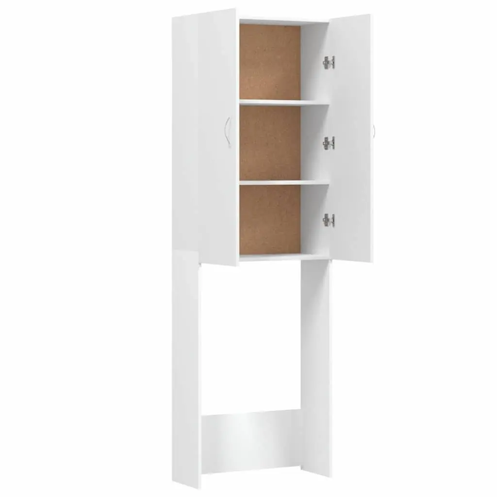 White Tall Washing Machine Cabinet Storage Laundry Bathroom Organiser