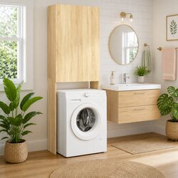 Washing Machine Cabinet Sonoma Oak Storage Bathroom Cupboard 2 Doors 3