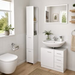 White Cabinet for Bathroom Storage Solutions