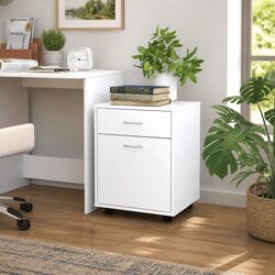 Compact Rolling Storage Cabinet with Lockable Castors