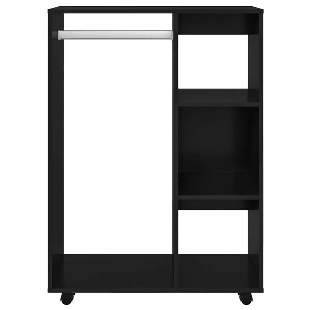 Wardrobe Cabinet Black Engineered Wood Storage Cupboard Open Compartment Shelves