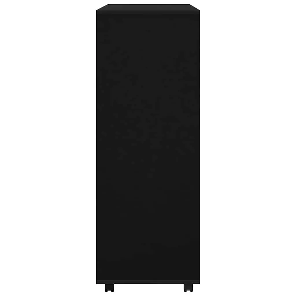Wardrobe Cabinet Black Engineered Wood Storage Cupboard Open Compartment Shelves