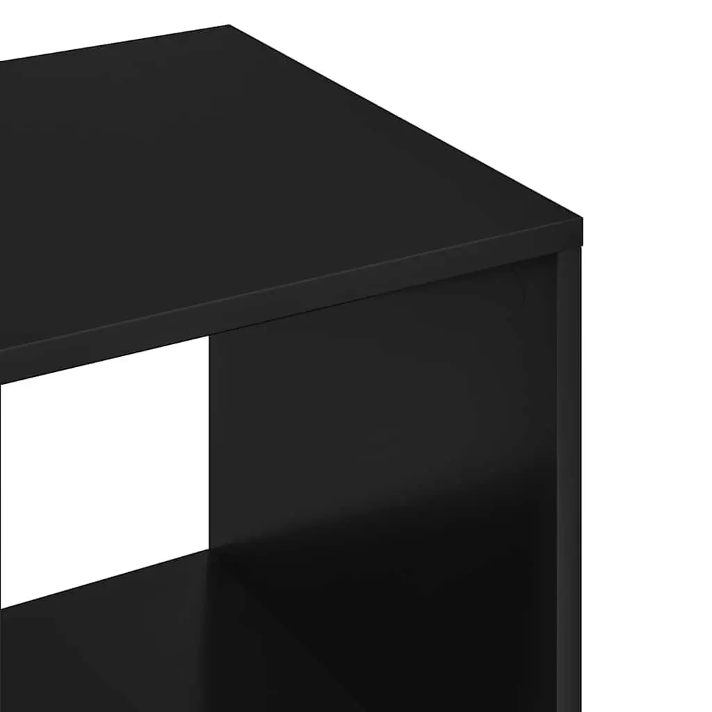 Wardrobe Cabinet Black Engineered Wood Storage Cupboard Open Compartment Shelves