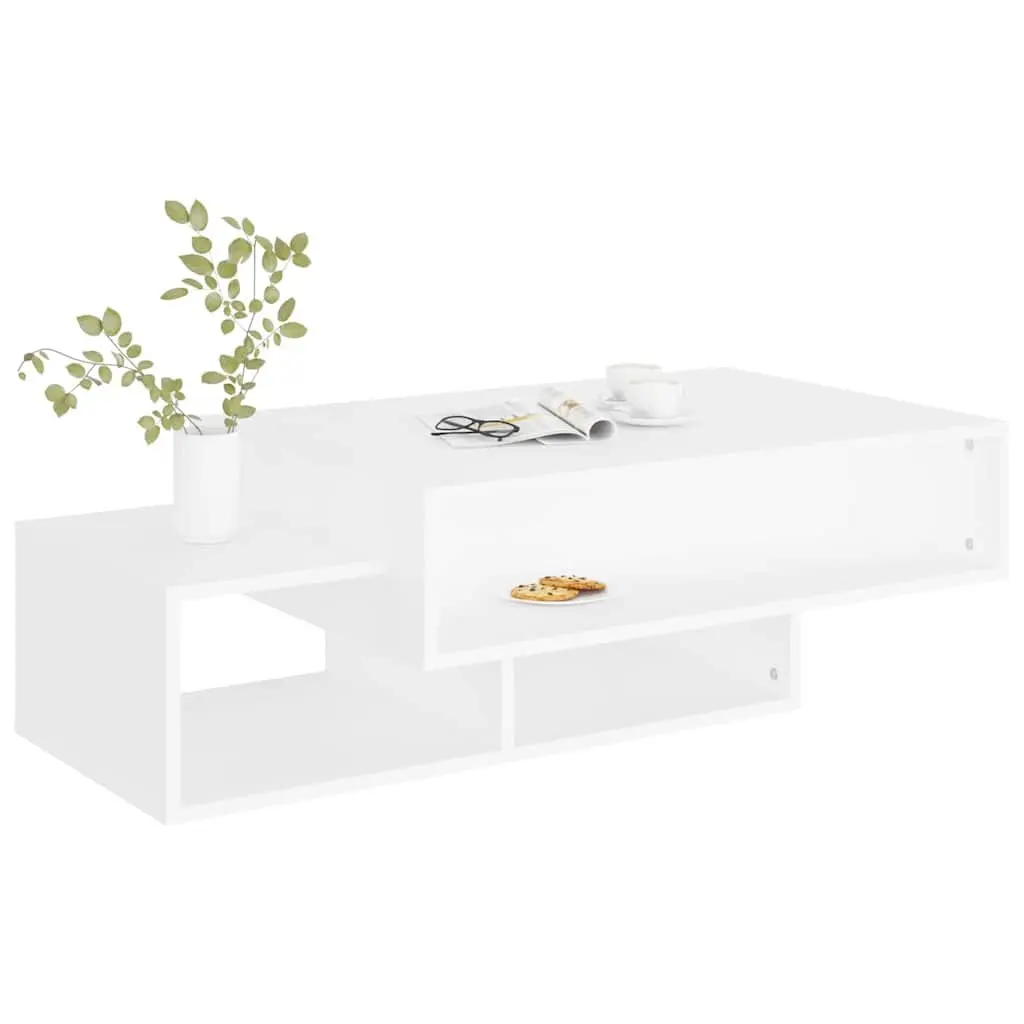 Coffee Table White 105 x 55 x 32 cm Storage Compartments Living Room Accent Furniture Display