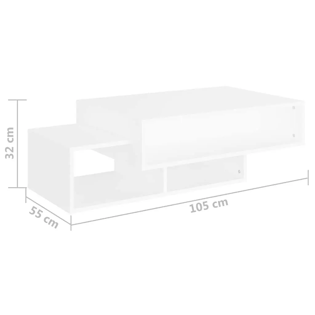 Coffee Table White 105 x 55 x 32 cm Storage Compartments Living Room Accent Furniture Display