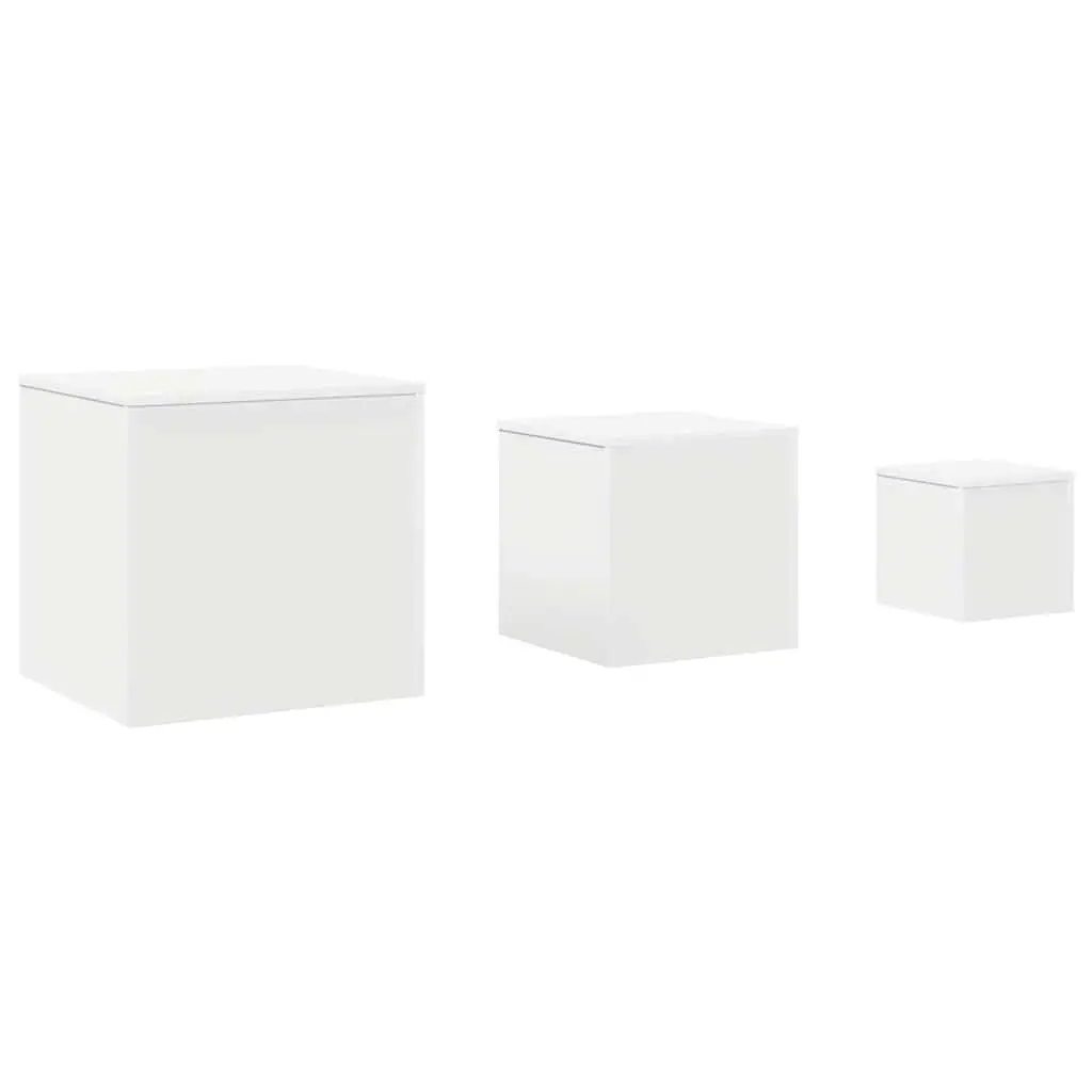 Accent Side Tables Set of 3 White Engineered Wood for Living Room Bedroom Sofa Plant