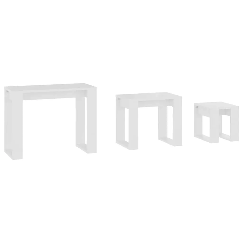 Nesting Tables White 3 Piece Set Space Saving Side Tables