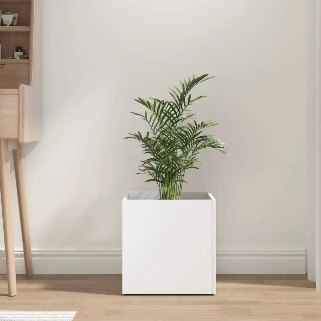 Planter Box White 40x40x40 cm Engineered Wood Moisture Resistant Indoor Outdoor Garden Decor