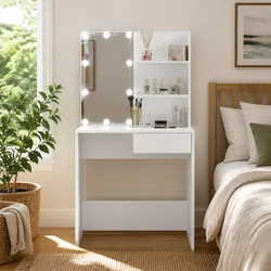 Concise and Functional Dressing Table with LED Mirror