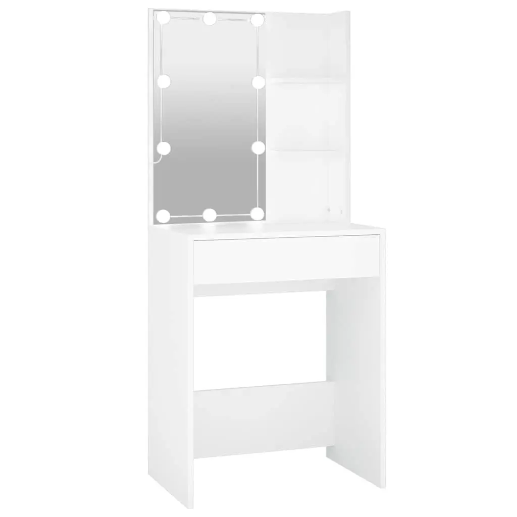 Dressing Table White 60 x 40 x 140 cm LED Mirror Lights Makeup Vanity Desk