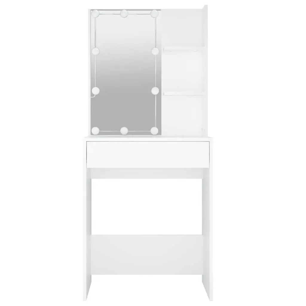 Dressing Table White 60 x 40 x 140 cm LED Mirror Lights Makeup Vanity Desk