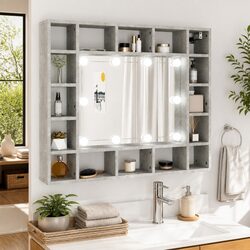Efficient Grey LED Mirror Cabinet for Bathroom Storage