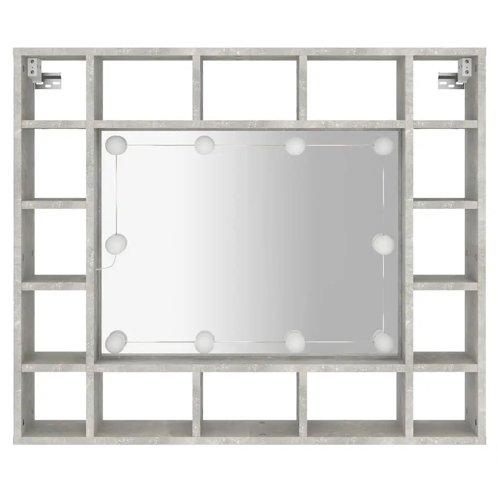 Bathroom Cabinet Grey Wall-Mounted LED Mirror Storage 16 Compartments