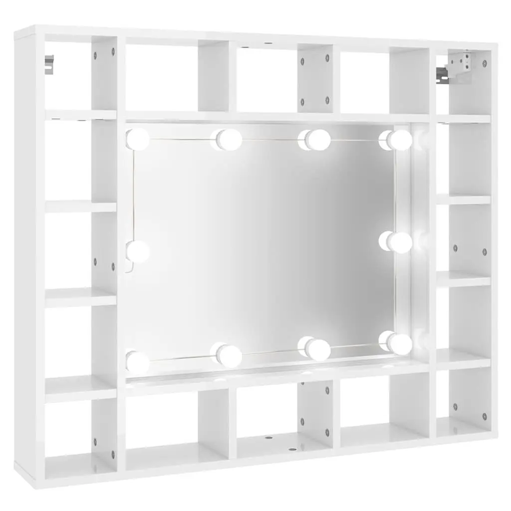 Bathroom Cabinet White 91x15x76.5cm LED Mirror Wall-Mounted Storage
