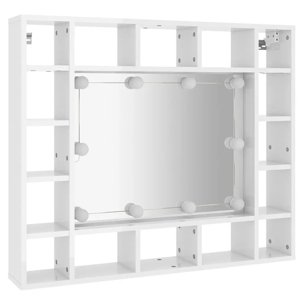 Bathroom Cabinet White 91x15x76.5cm LED Mirror Wall-Mounted Storage
