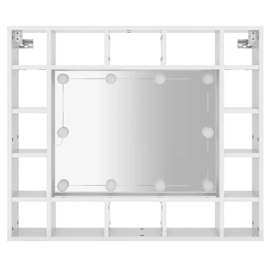 Bathroom Cabinet White 91x15x76.5cm LED Mirror Wall-Mounted Storage