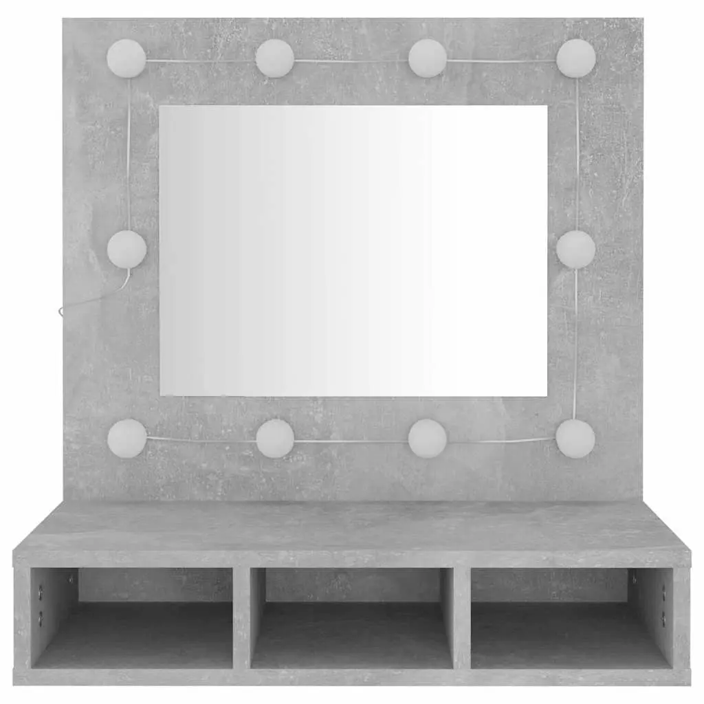 Mirror Cabinet Grey 60x31.5x62cm LED Light Wall Mounted Storage Shelves