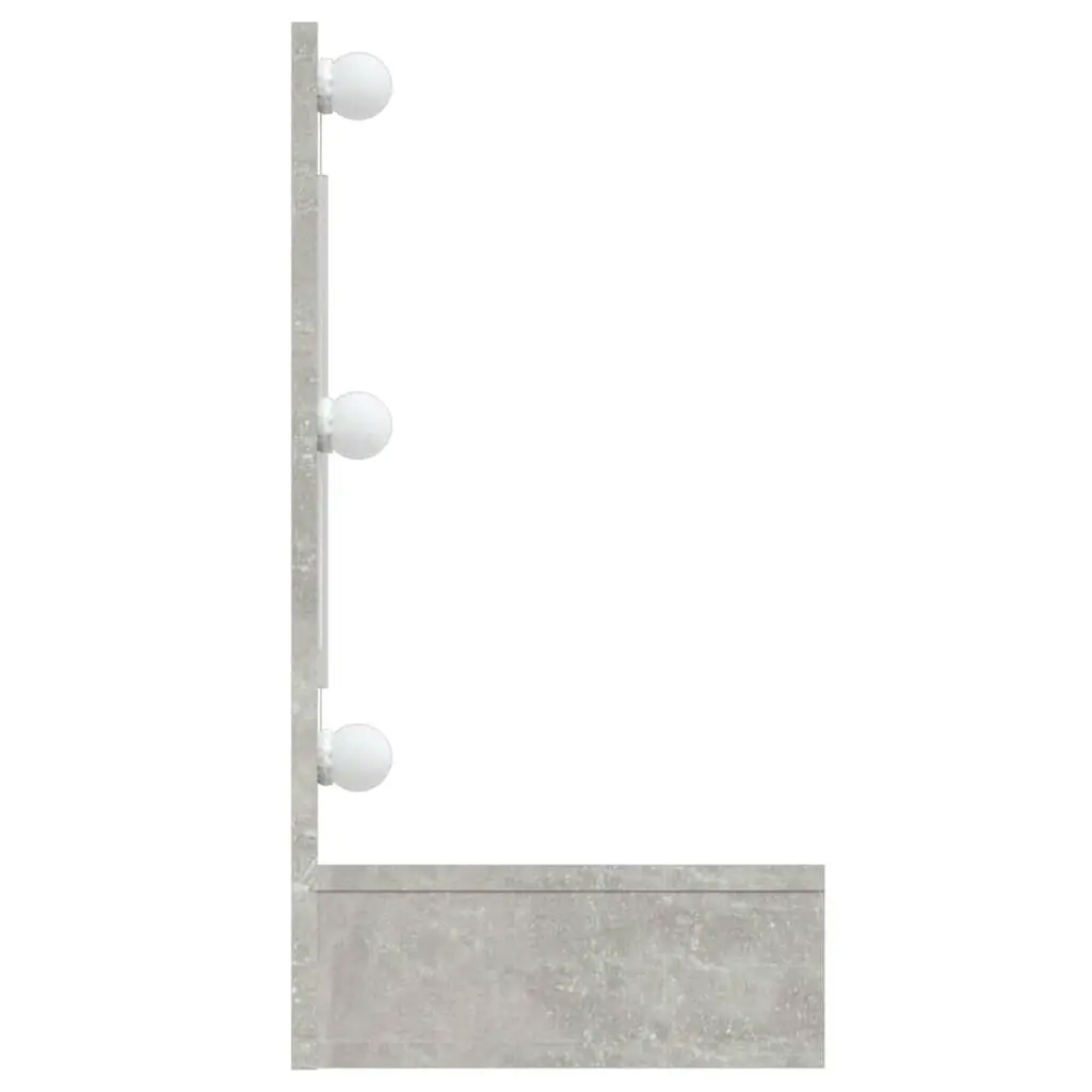 LED Mirror Cabinet Concrete Grey Bathroom Vanity Storage with USB Mode Switching and 4 Open Shelves