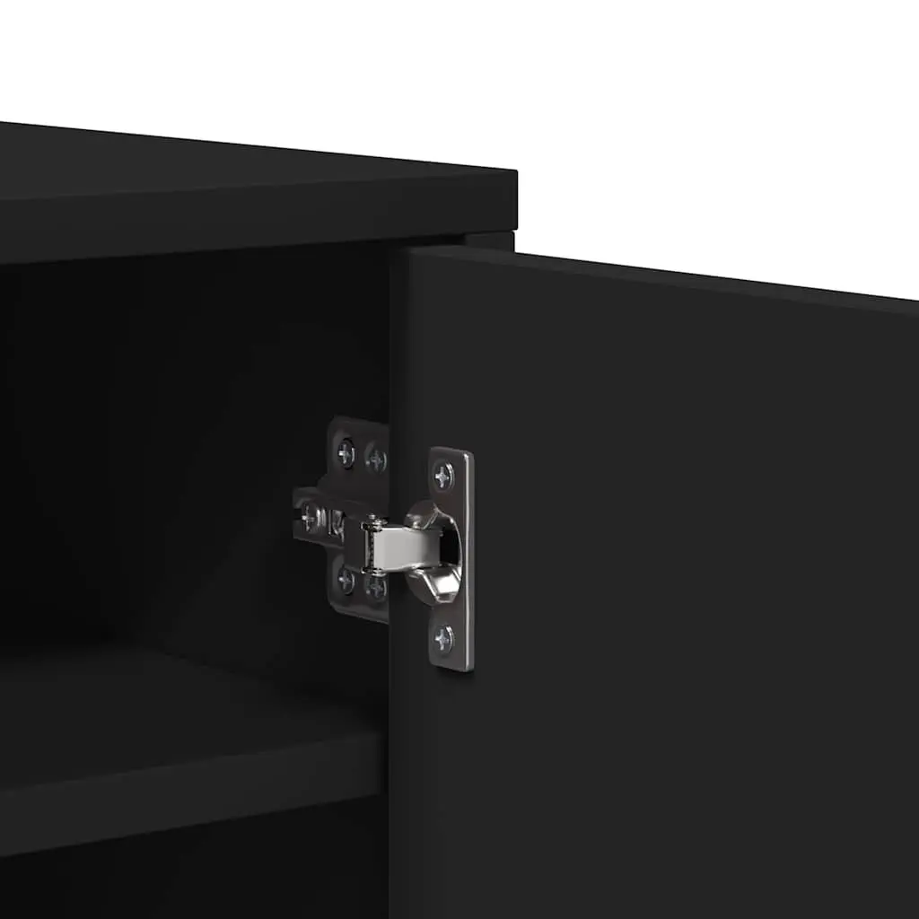 Shoe Cabinet Black 5 Shelves Engineered Wood Storage Organiser