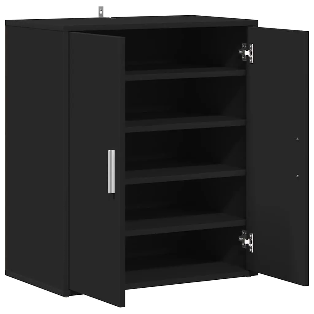 Shoe Cabinet Black 5 Shelves Engineered Wood Storage Organiser