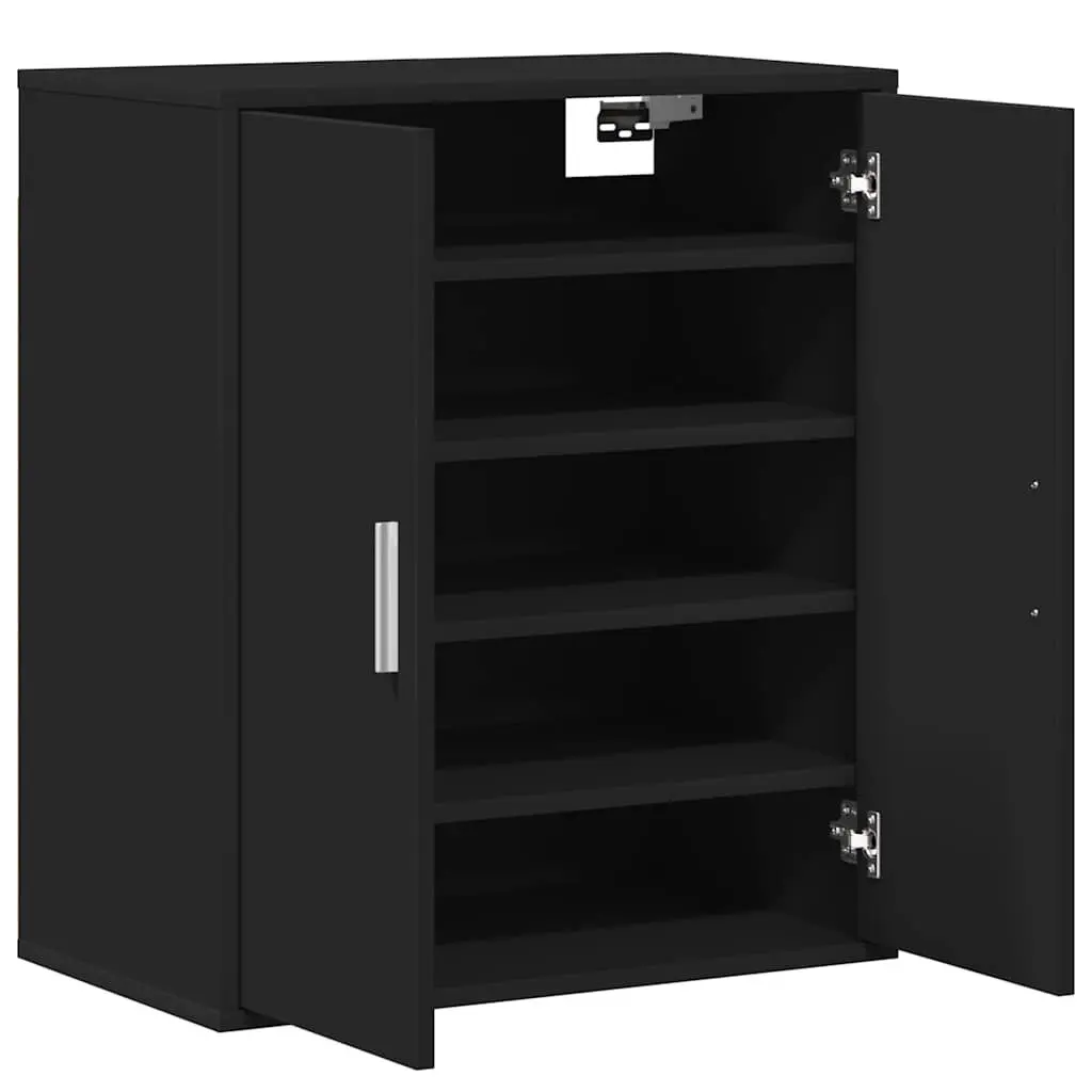 Shoe Cabinet Black 5 Shelves Engineered Wood Storage Organiser