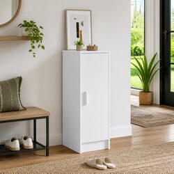 White Shoe Cabinet: Compact Design with 6 Shelves
