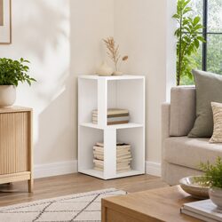 Compact Corner Storage Cabinet in White