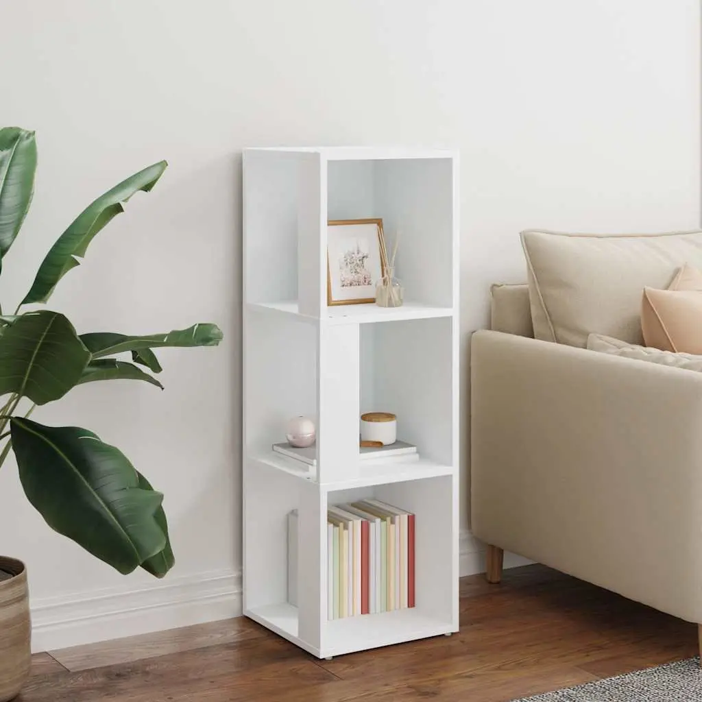 Corner Storage Cabinet White 33x33x100 cm Compact with 3 Storage Compartments