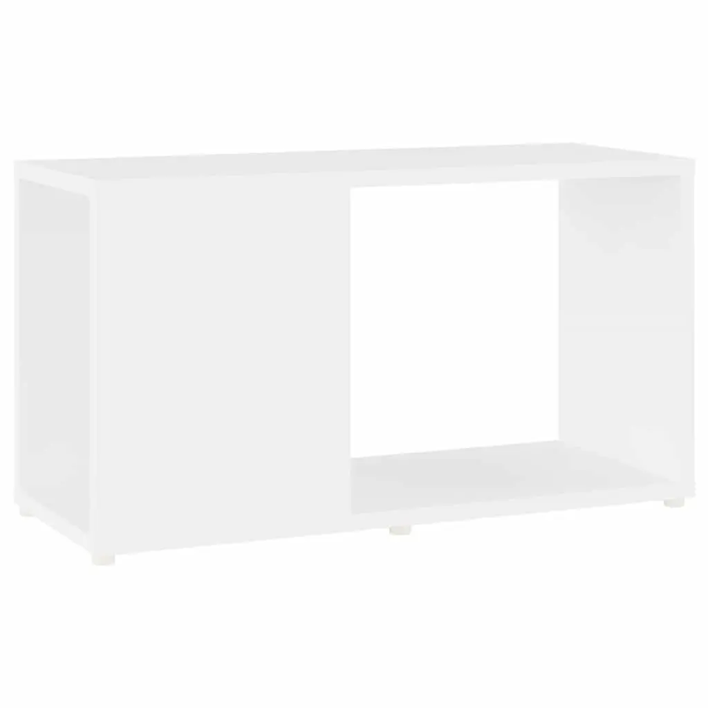 Open Shelving Unit TV Cabinet White Engineered Wood Storage Furniture 60W x 24D x 32H cm