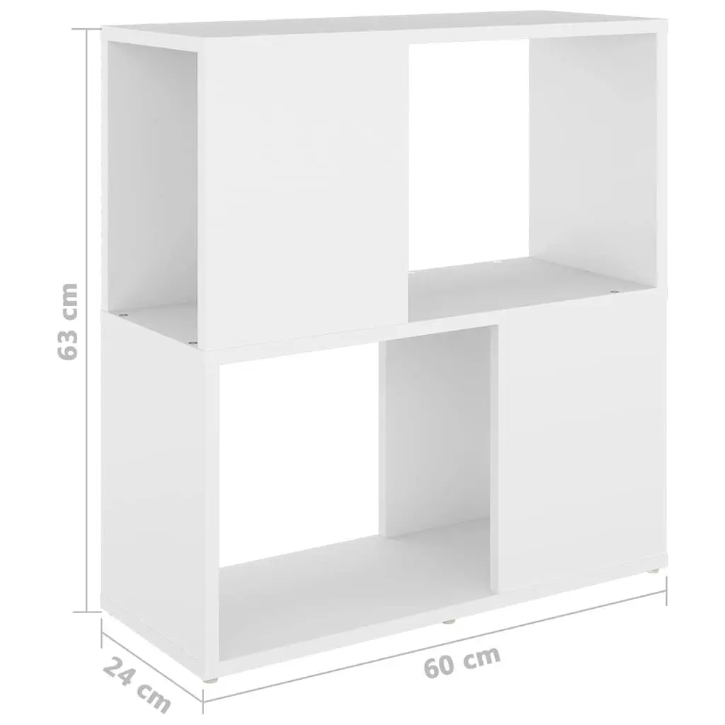 White Book Cabinet 2-Tier Shelving Unit Storage Organiser Modern Aesthetic Home Decor Furniture