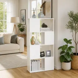 White Book Cabinet with Room Dividing Functionality