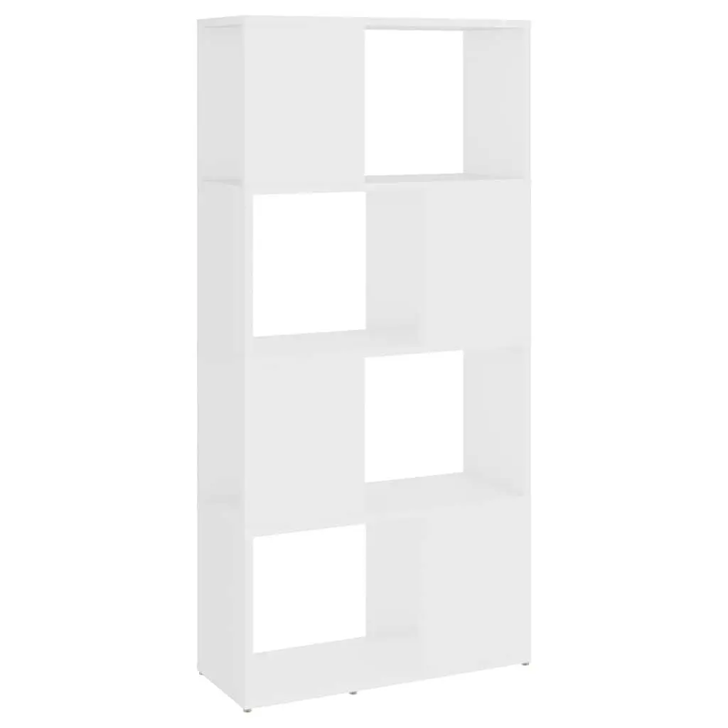 Book Cabinet Room Divider White 60x24x124.5cm 4 Compartment Storage Shelving Unit