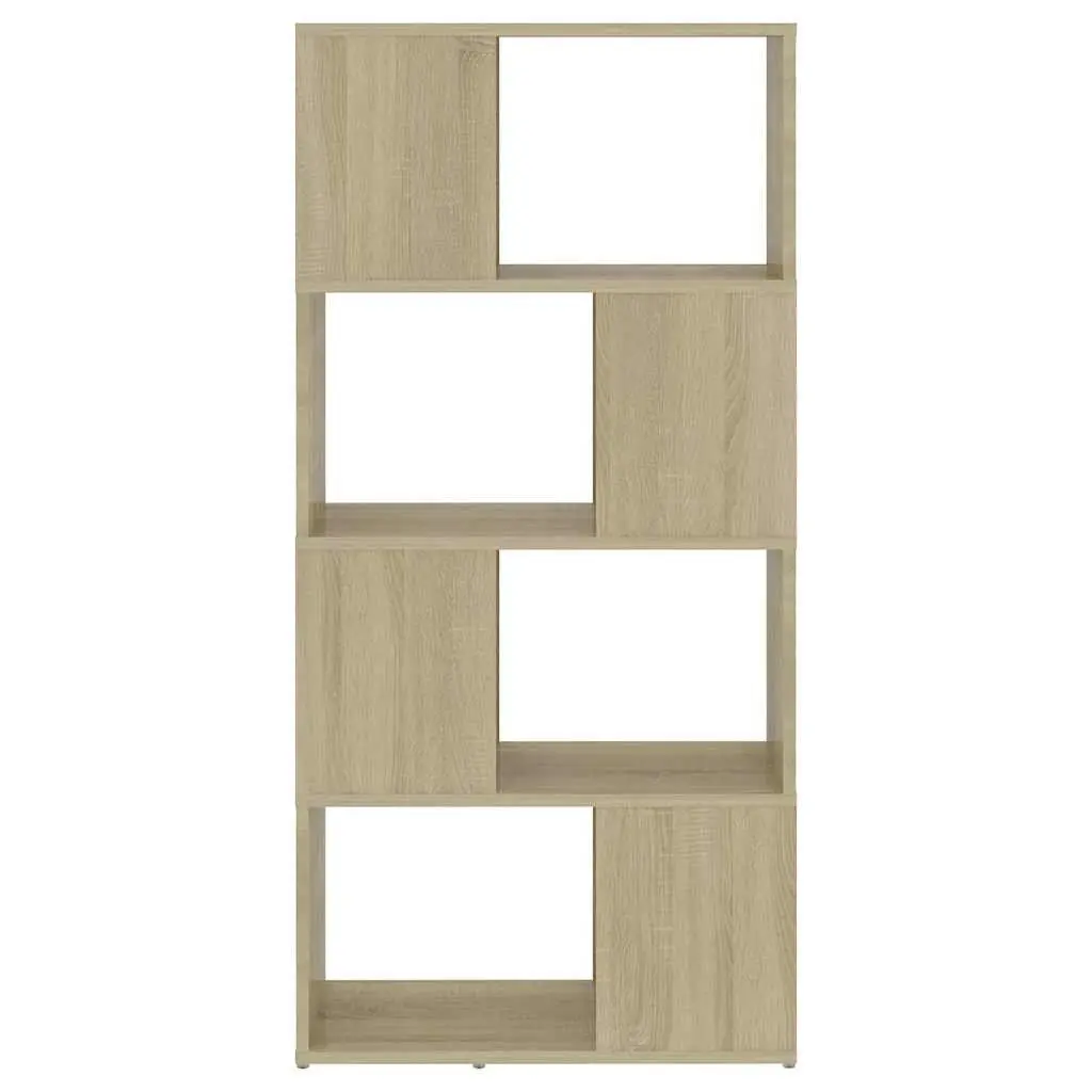 Book Cabinet Room Divider Sonoma Oak 60x24x124.5cm Sturdy Construction 4 Compartments