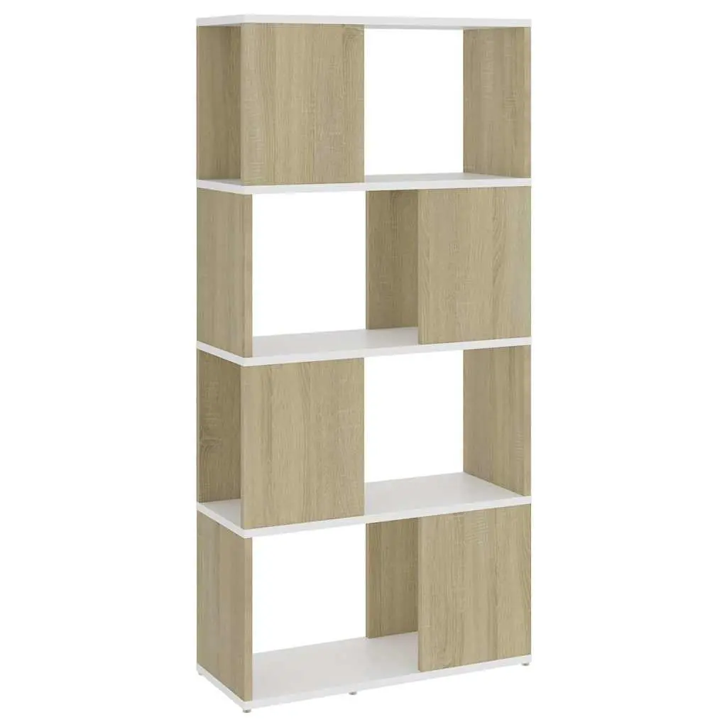 Book Cabinet Beige 60W x 24D x 124.5H cm 4 Compartment Room Divider Shelving Unit