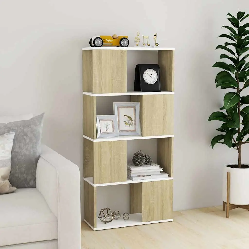 Book Cabinet Beige 60W x 24D x 124.5H cm 4 Compartment Room Divider Shelving Unit