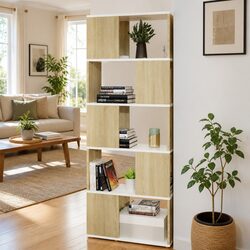 Book Cabinet Shelving Unit White Sonoma Oak Open Storage Display Organizer