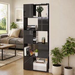 Grey Book Cabinet with Open Shelves for Easy Access