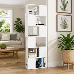 White Book Cabinet Room Divider with Spacious Storage