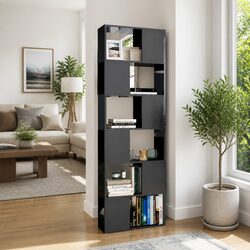 Concise Grey Book Cabinet with 6 Storage Compartments