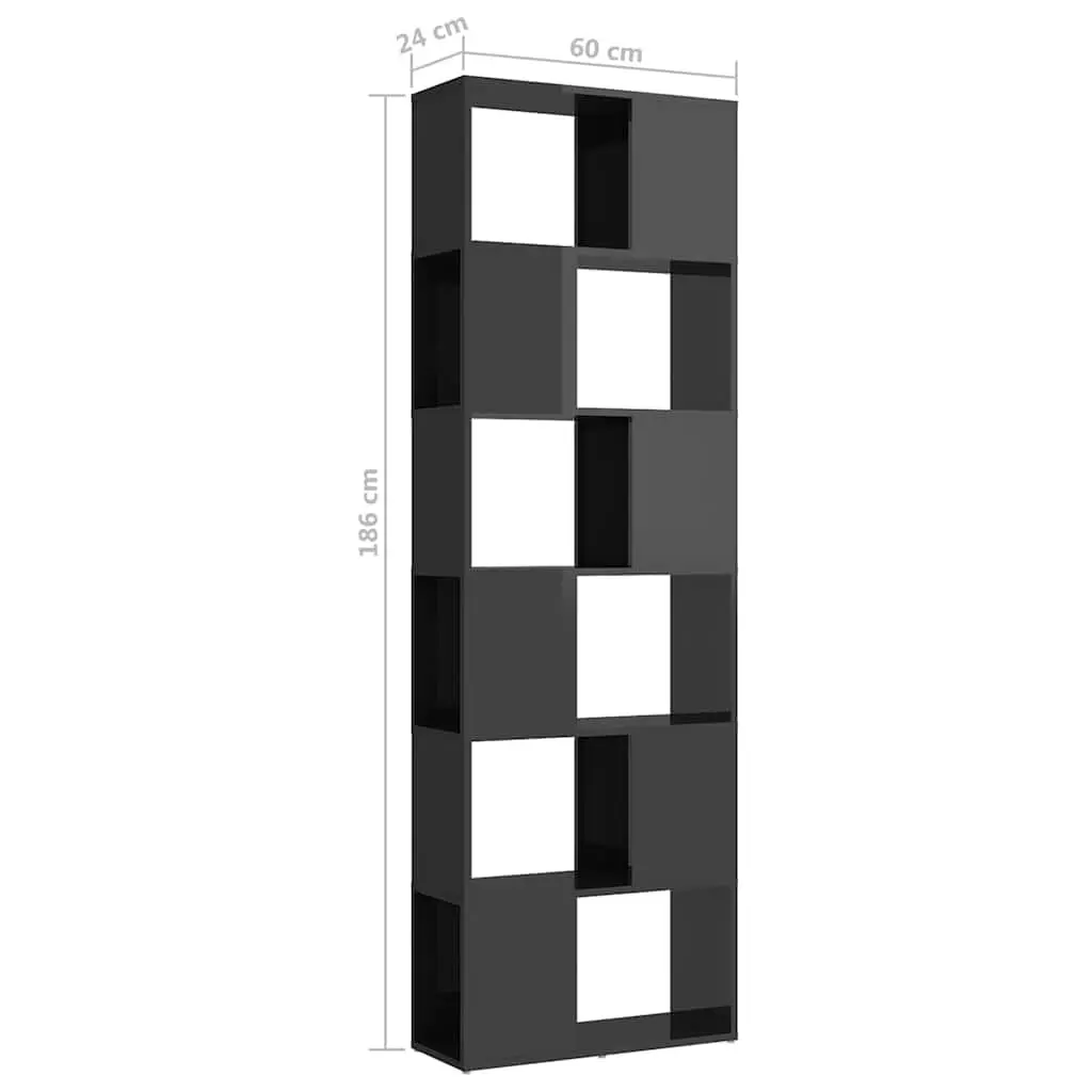 Book Cabinet Room Divider High Gloss Grey 60x24x186cm Bookcase Storage Shelf