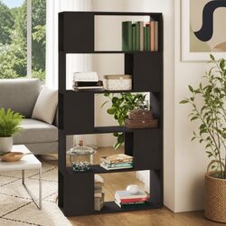 Concise Grey Book Cabinet with Room Division Functionality